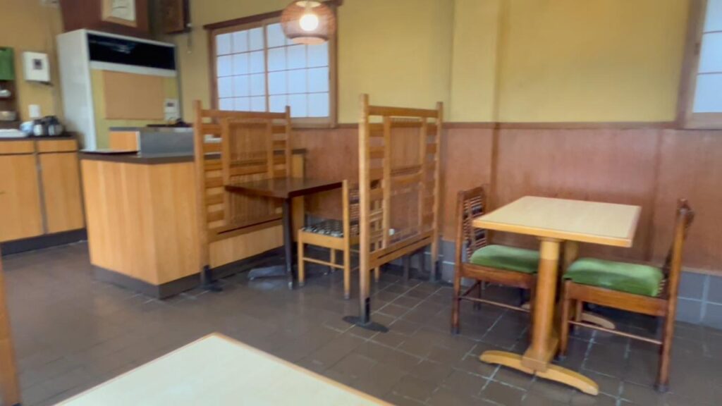 Quiet interior of Monzen Soba restaurant